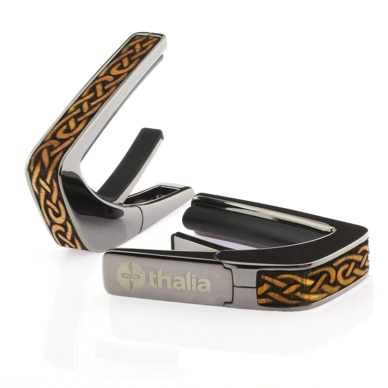 Thalia Deluxe Series Capo w/Hawaiian Koa Celtic Knot Inlay