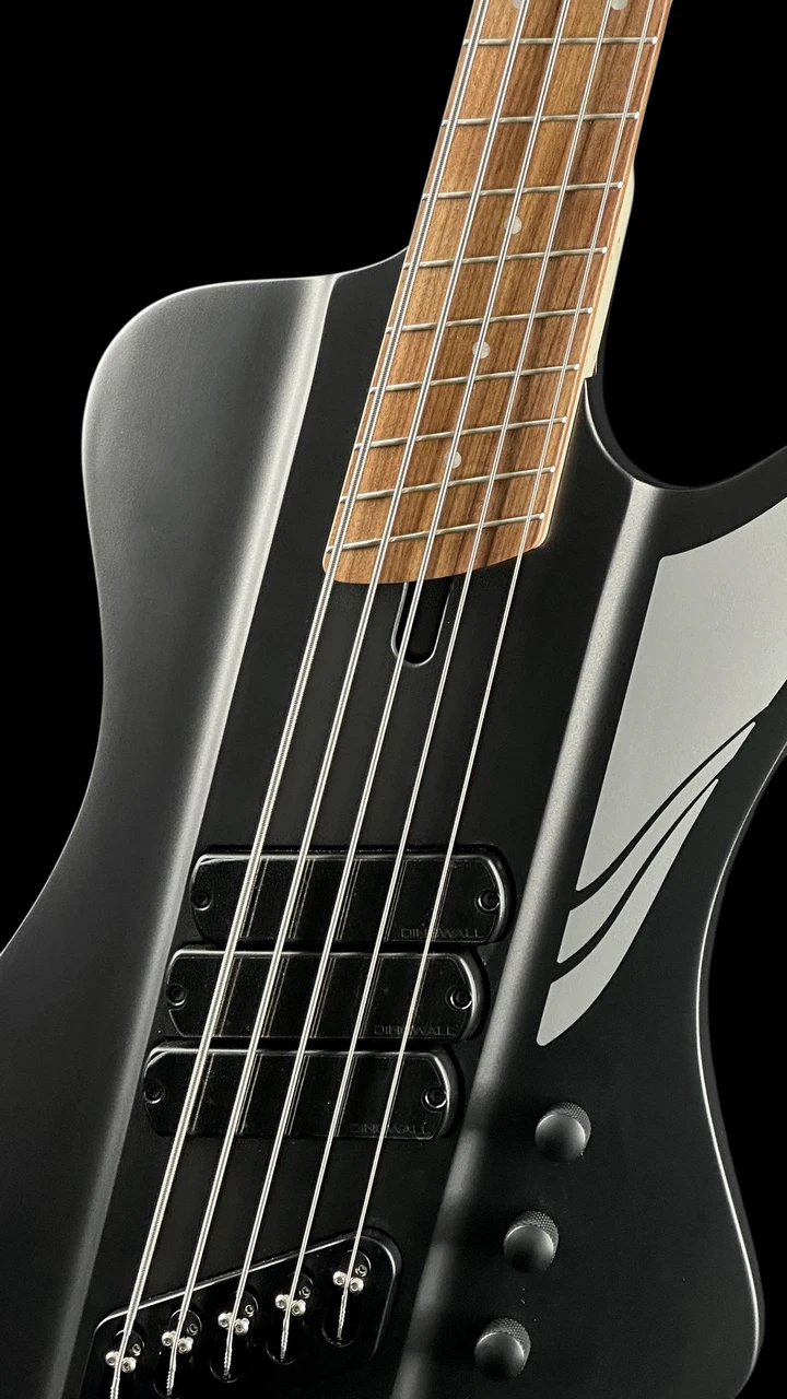 Dingwall D-Roc Standard 5-String Bass in Matte Metallic Black - Front Angle