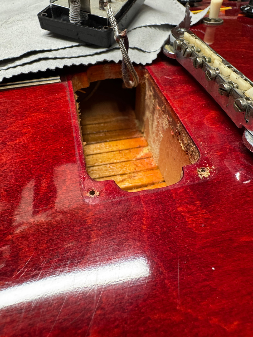 Gibson Trini Lopez Standard 1967 - Transparent Cherry (Geo's Vault Collection) bridge pickup cavity