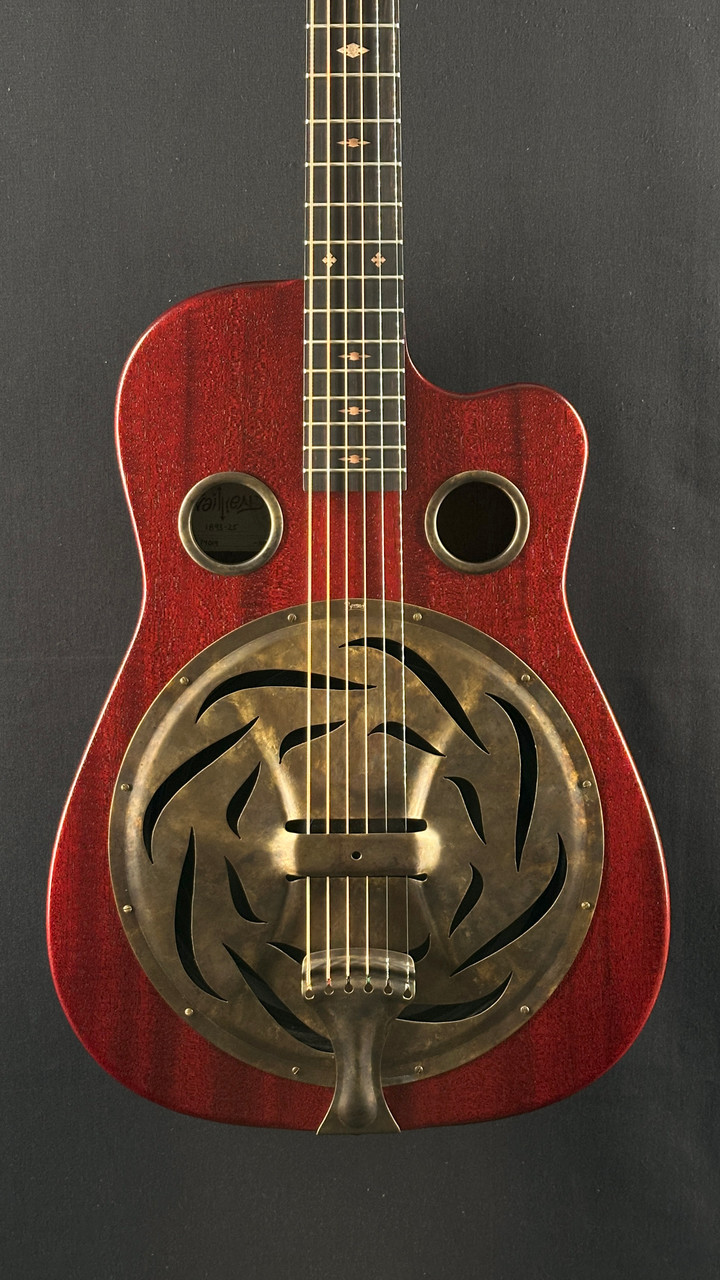 Beard Trailhead-E All Mahogany Roundneck Resonator with Cutaway in Scarlet