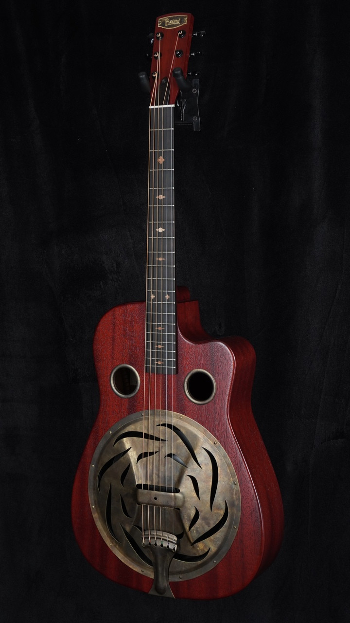 Beard Trailhead-E All Mahogany Roundneck Resonator with Cutaway in Scarlet