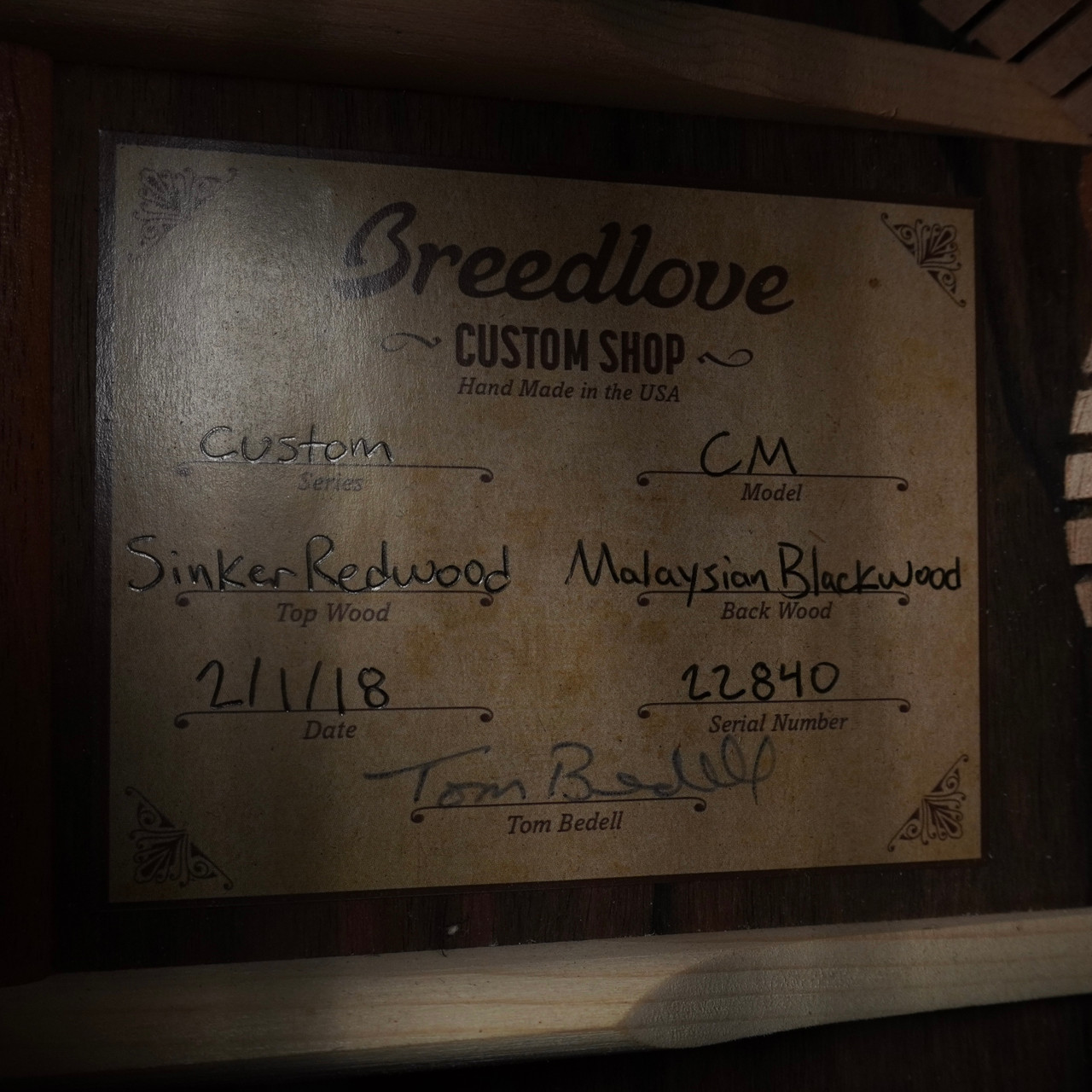 Preowned Breedlove Custom CM in Malaysian Blackwood with Sinker Redwood Top