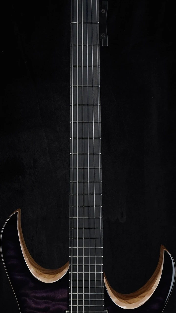 Mayones Duvell Elite 6 Custom Purple to Black Burst Quilt Maple - Velvetron Pickups - Fretboard