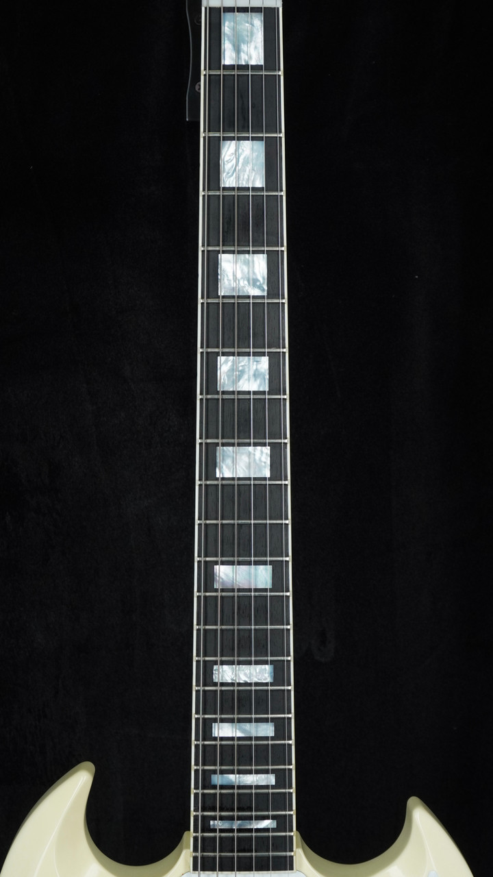 Preowned 2020 Gibson Custom Shop '63 Les Paul SG Custom in Classic White with Maestro Vibrola