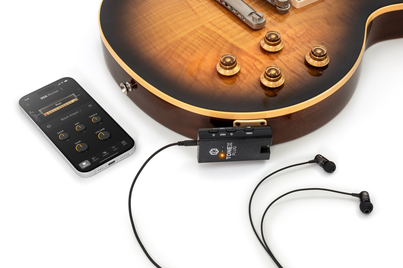 IK Multimedia TONEX Plug Bundle, the ultimate portable guitar and bass headphone amp with carrying pouch