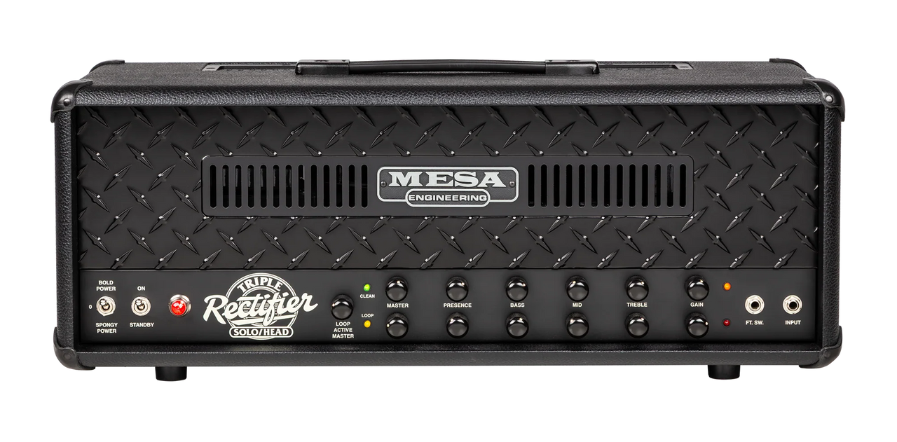 Mesa Boogie 90s Triple Rectifier Head in Black with Black Diamondplate Grille
