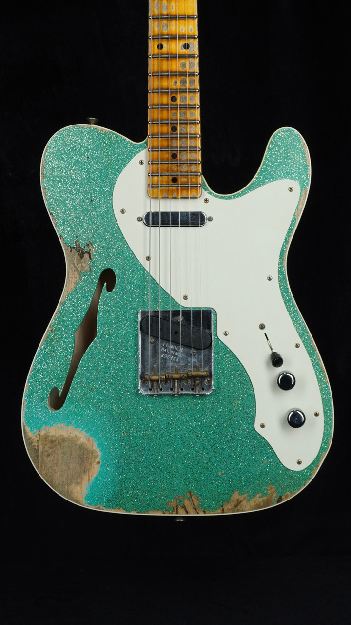 Preowned Fender Custom Shop Thinline Telecaster in Seafoam Green Sparkle