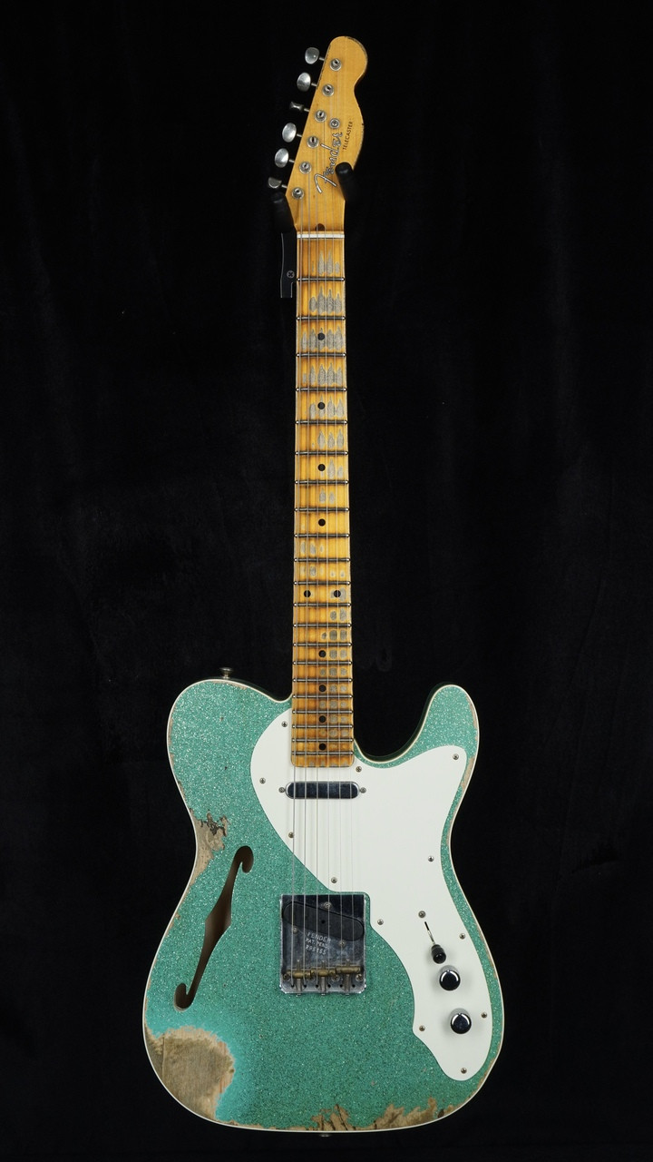 Preowned Fender Custom Shop Thinline Telecaster in Seafoam Green Sparkle