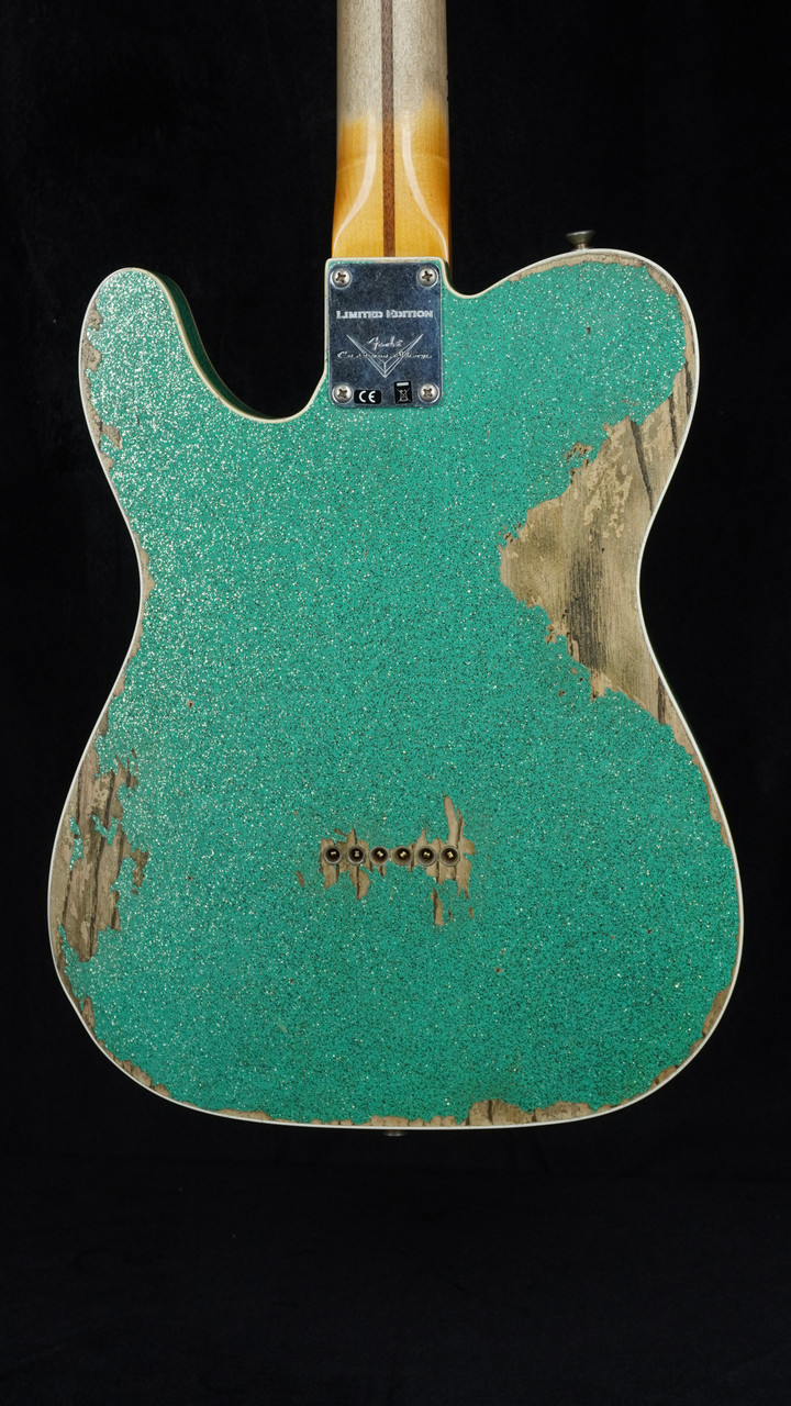 Preowned Fender Custom Shop Thinline Telecaster in Seafoam Green Sparkle