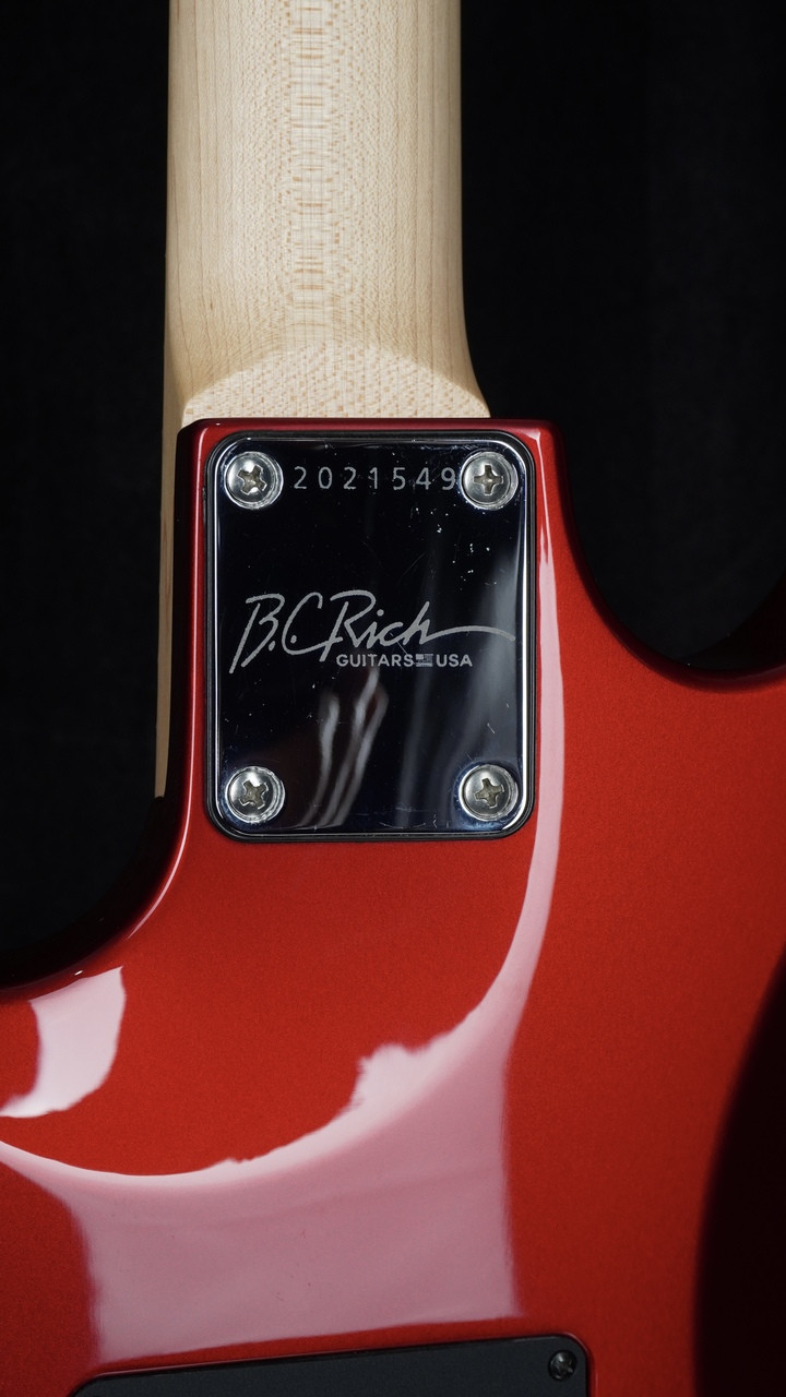Preowned BC Rich Legacy Gunslinger in Candy Red - neck plate