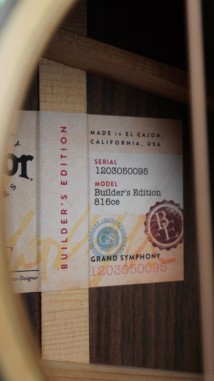 Preowned Taylor Builder's Edition 816ce Rosewood Grand Symphony