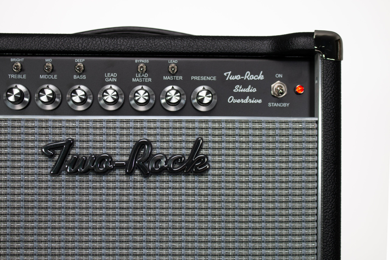 Two-Rock Studio Overdrive Head in Black Suede with Black Chassis and Grey Pinstripe Grille
