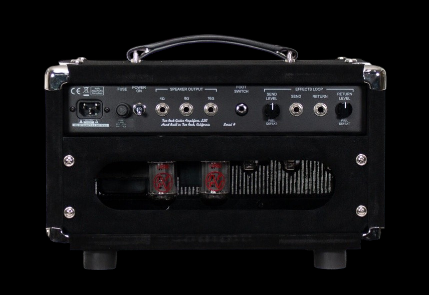 Two-Rock Studio Overdrive Head in Black Suede with Black Chassis and Grey Pinstripe Grille