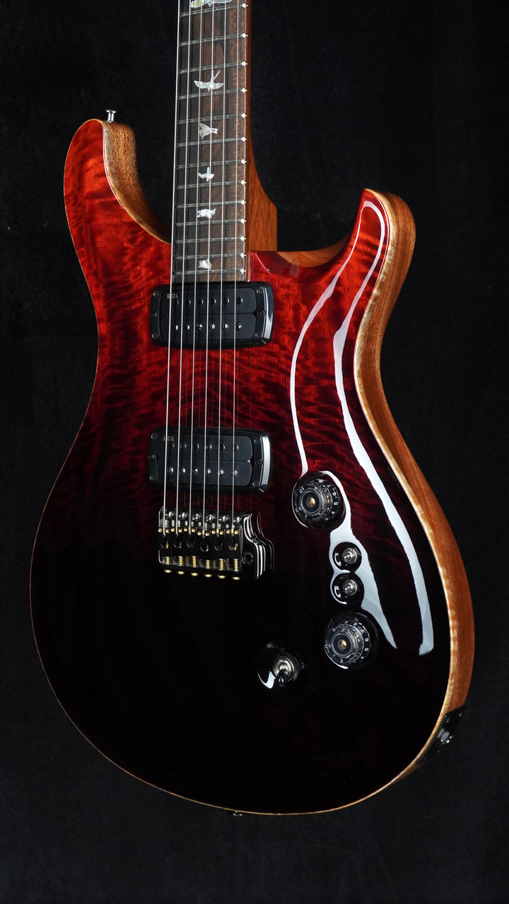 PRS Custom 24-08 Mango Top Limited Edition in Fire Red to Gray Black Fade Quarter Close
