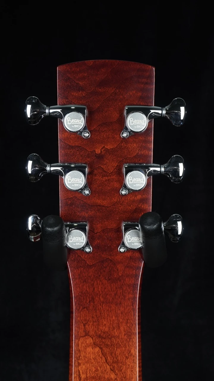 Beard Legacy E-Model Horse Chestnut Squareneck Resonator - Satin Amber Sunburst - Headstock Back
