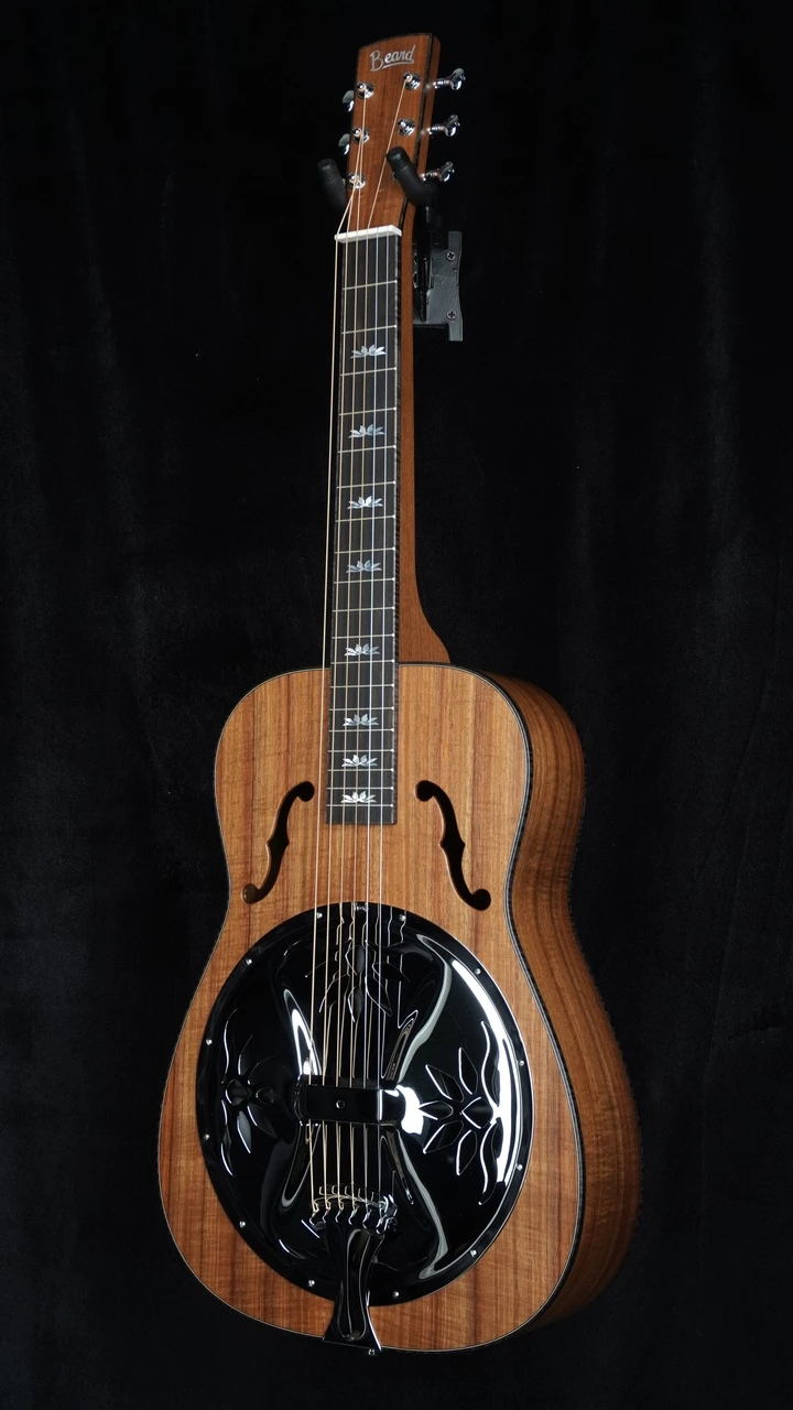 Beard Custom Legacy E-Model Koa Squareneck Resonator - Satin Natural - Whole Angle