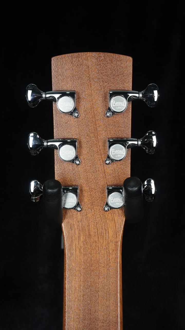 Beard Custom Legacy E-Model Koa Squareneck Resonator - Satin Natural - Headstock Back