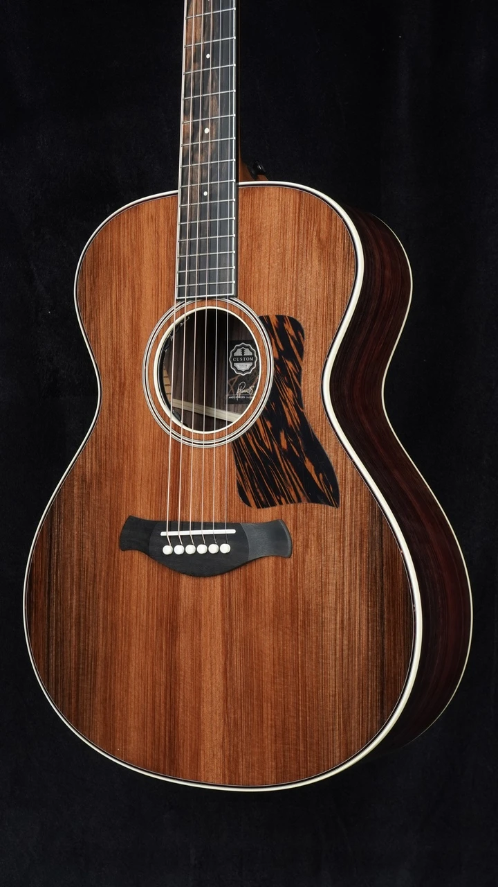 Taylor Custom Catch C12e Deep Body Grand Concert in Stripy Sinker Redwood/Indian Rosewood - Angle Close