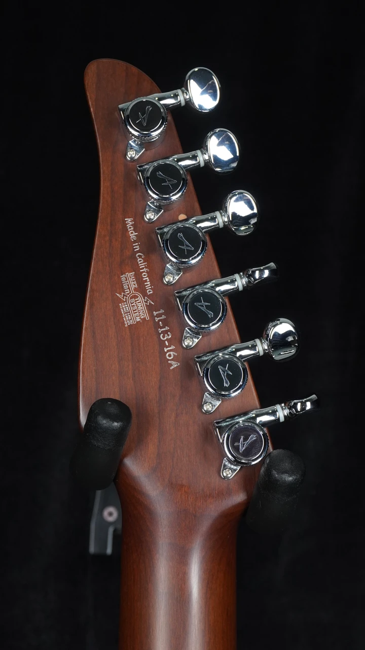 Preowned Tom Anderson Short Hollow Drop T Classic in Transparent Autumn Red Rise - Headstock Back
