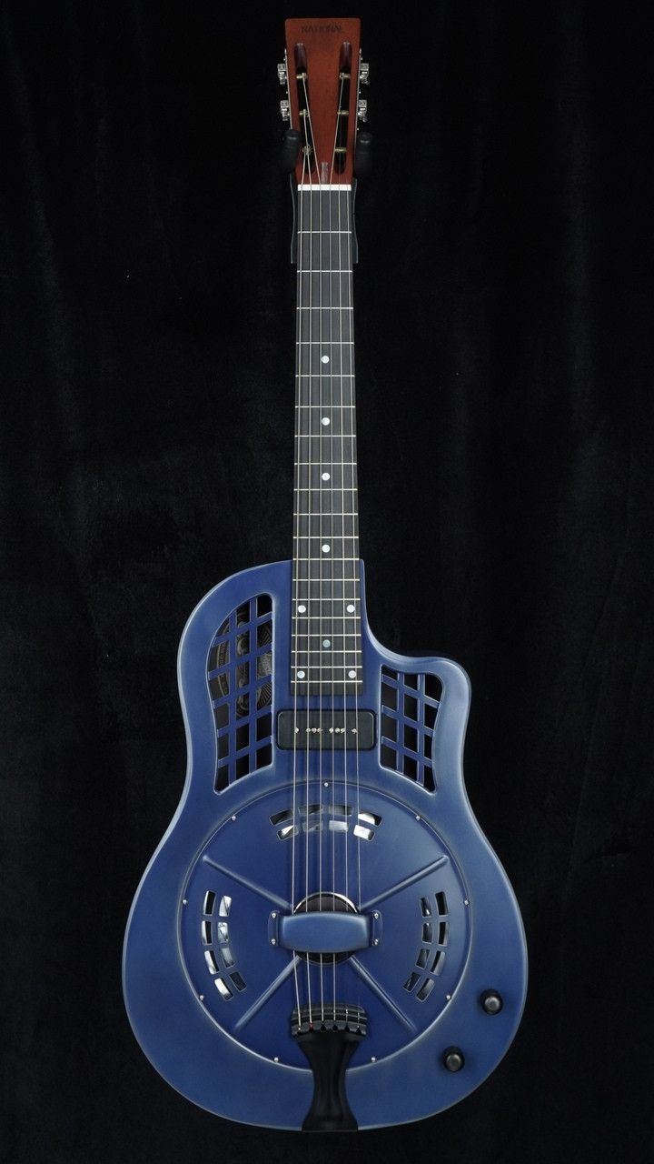 Preowned National ResoRocket Steel Satin Navy Blue w/ Lollar P90 - Whole