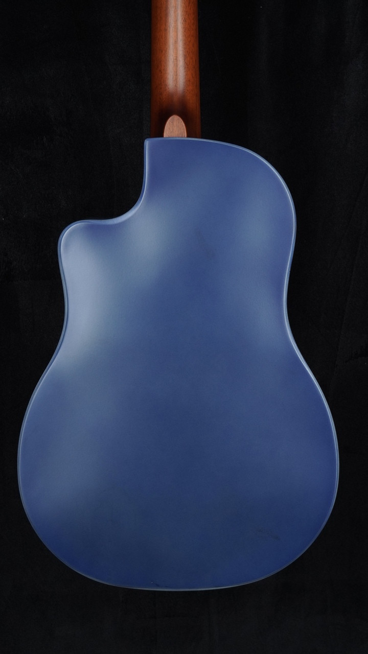 Preowned National ResoRocket Steel Satin Navy Blue w/ Lollar P90 - Back Close