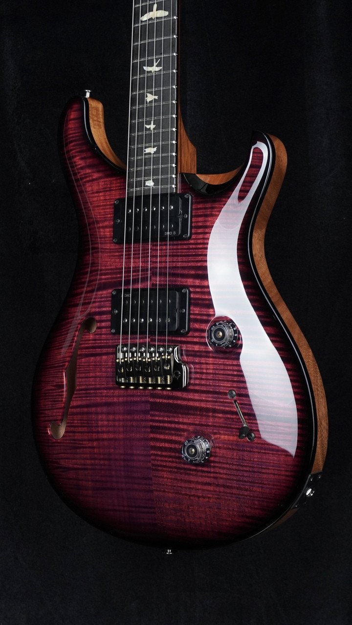PRS Custom 24 Semi-Hollow "Sprayer's Choice" Artist Top - Pomegranate Smokeburst Quarter Close