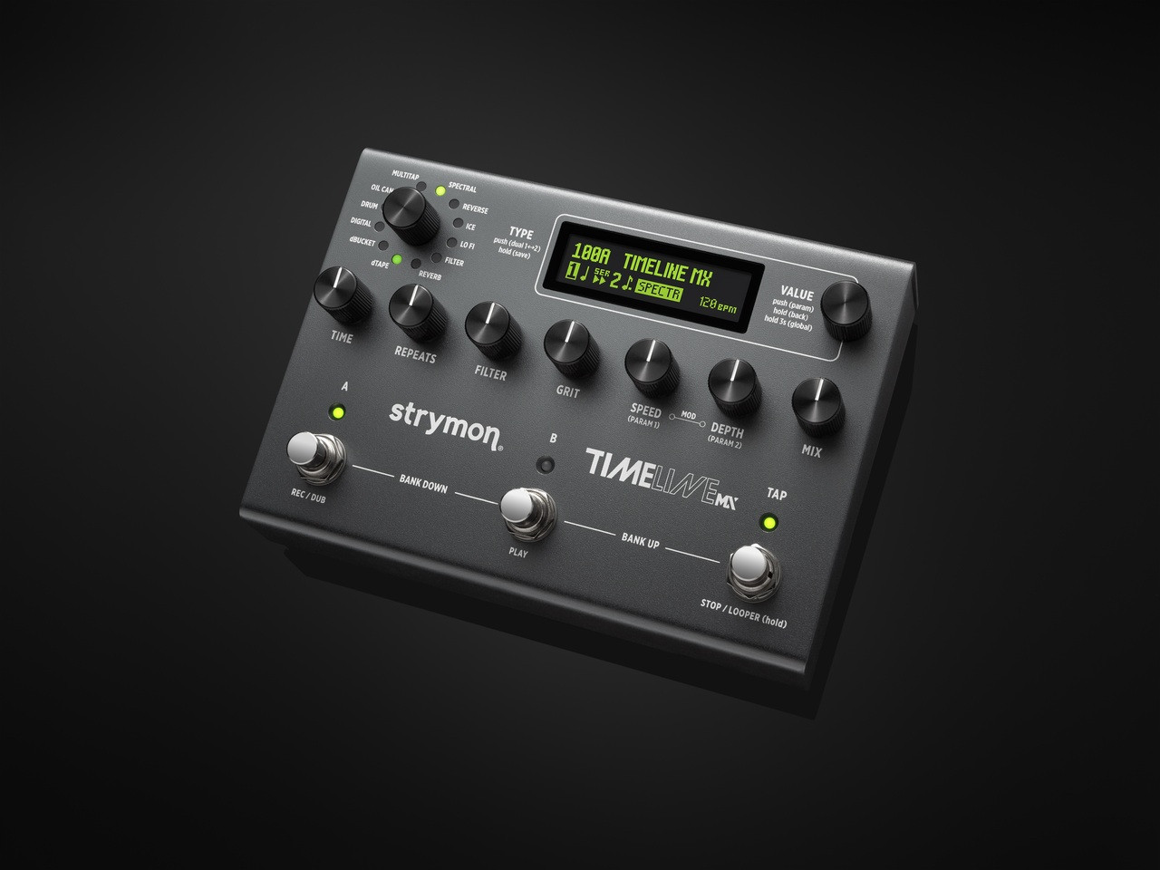 Strymon TimeLine MX Multidimensional Dual Delay and Reverb Pedal -Angle