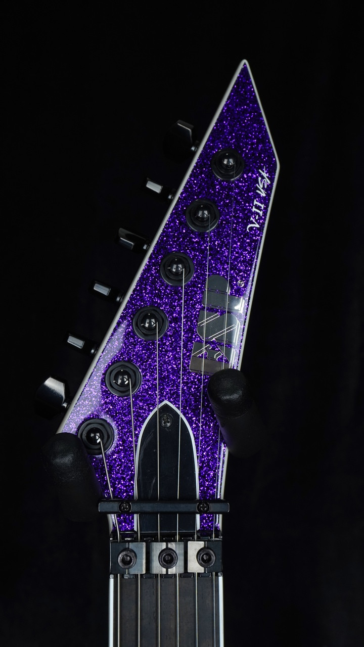 ESP USA V-II FR Custom Purple Sparkle - Serial #US26519 - Headstock