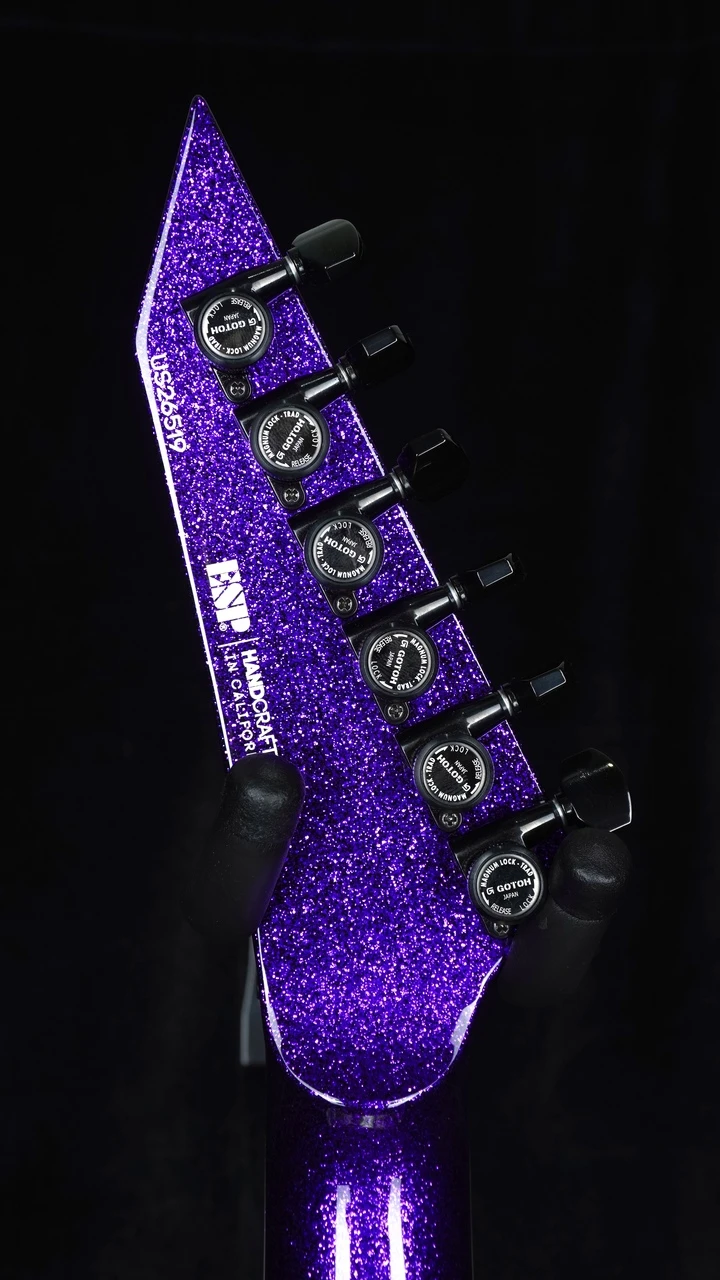 ESP USA V-II FR Custom Purple Sparkle - Serial #US26519 - Headstock Back
