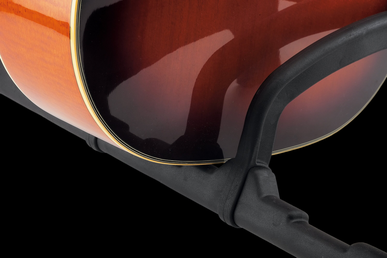 K&M 17515 Guardian 5 Guitar Stand - Standard Black - Guitar Detail 2