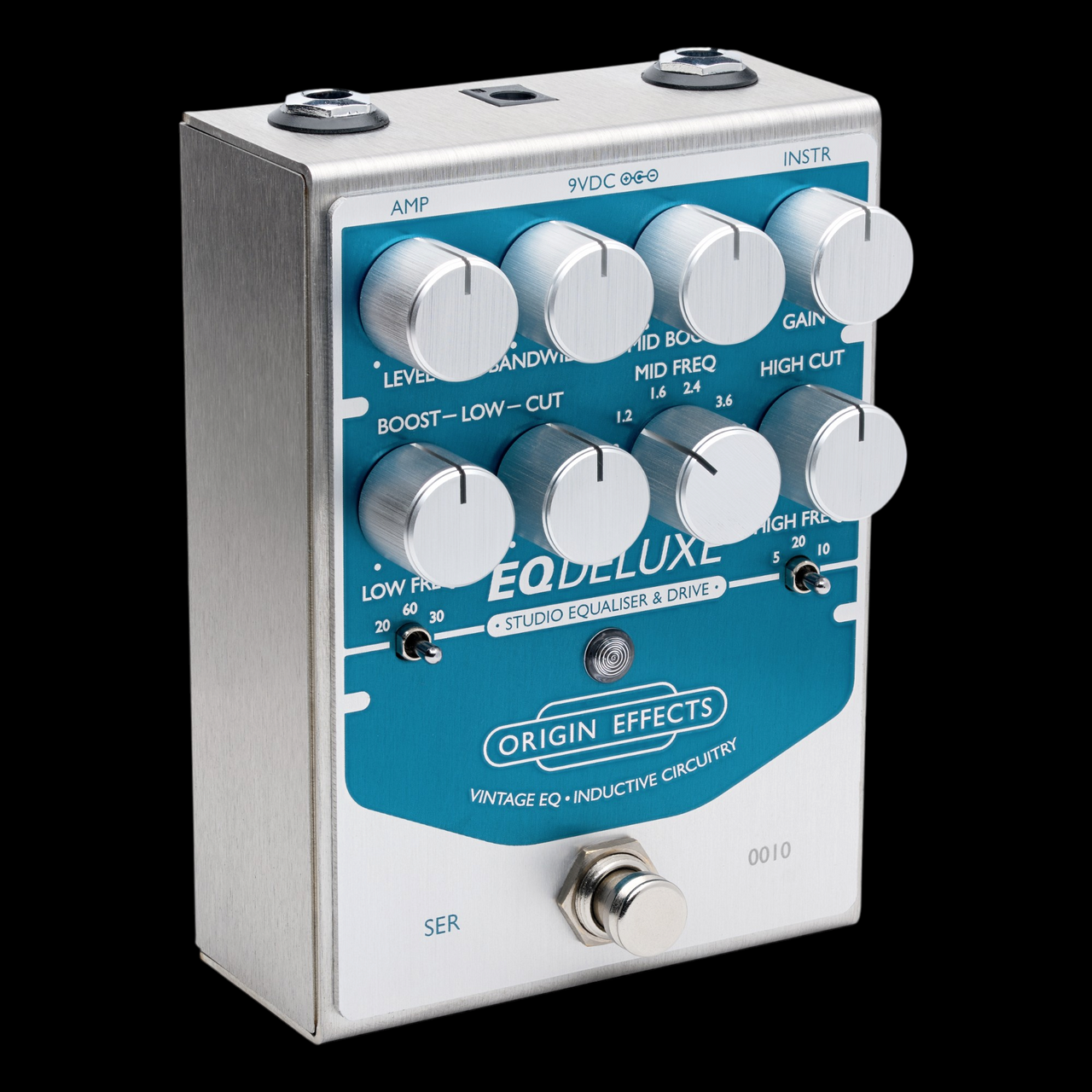 Origin Effects EQ Deluxe Studio Equaliser & Drive Pedal Front Left Angle