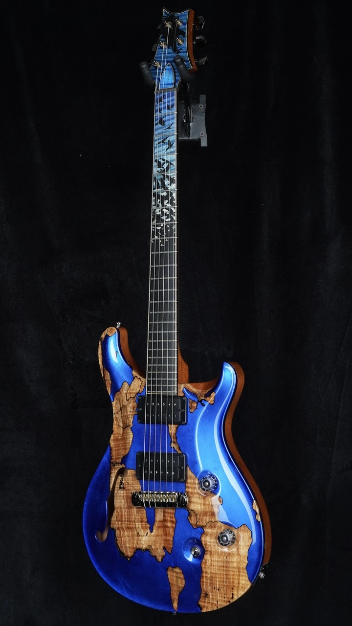 PRS Private Stock #11925 Custom 24 Semi-Hollow Hardtail - Spalt Maple with Blue Foil Accents Quarter Whole