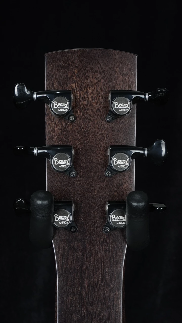 Beard Jerry Douglas Signature Black Beard Squareneck Resonator - Flat Satin Black Headstock Back