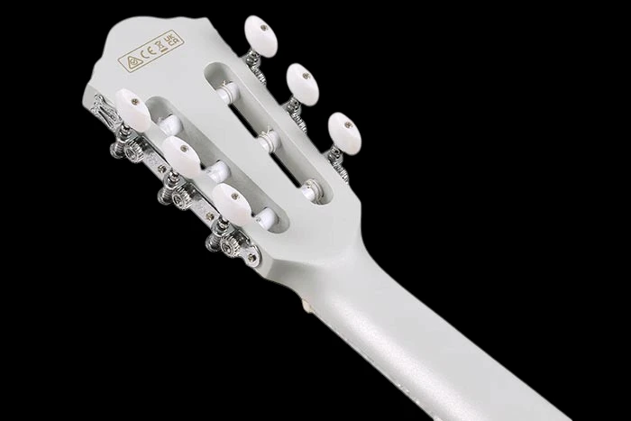 Ibanez TOD10N Tim Henson Signature Nylon String in Silver Metallic Flat - Back of the Headstock