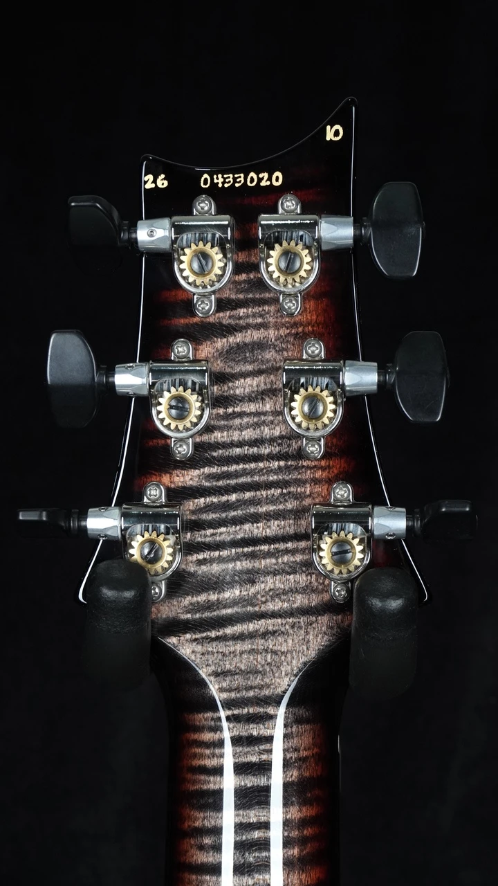 PRS Wood Library Custom 24 Stoptail Limited Edition - Charcoal Tri-Color Sunburst - Headstock Back