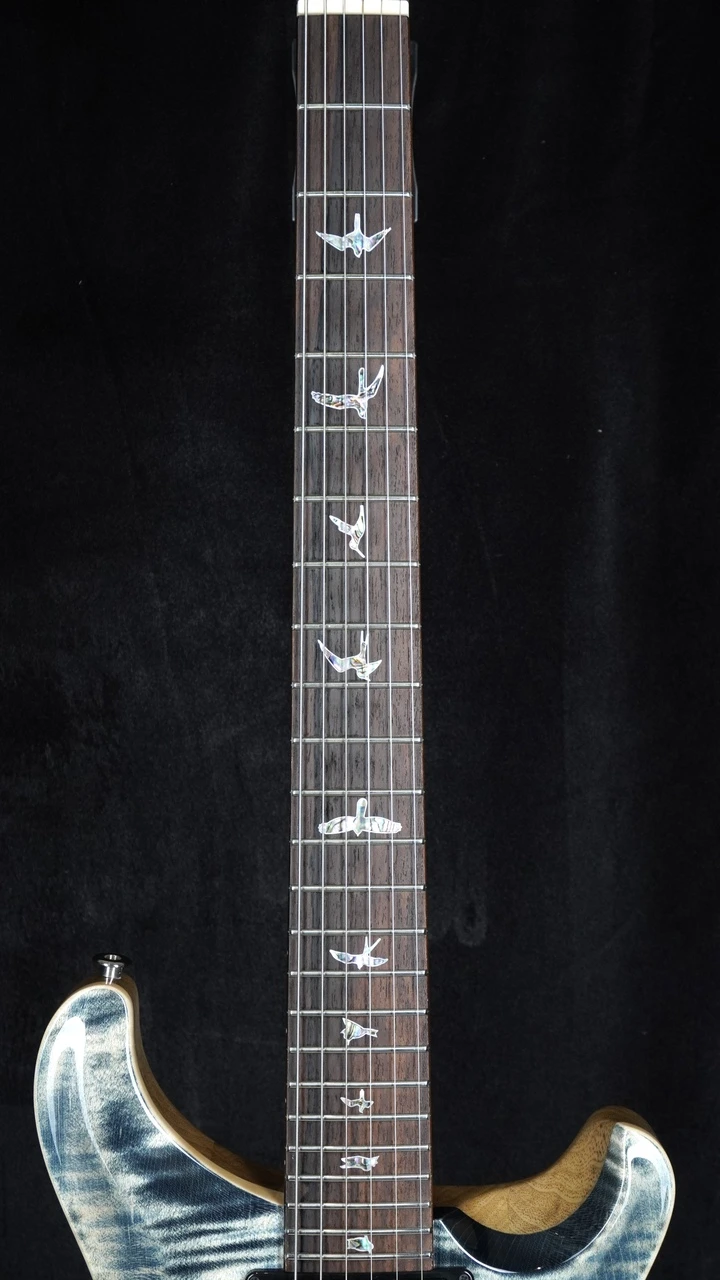 PRS Wood Library Custom 24 Stoptail Limited Edition - Faded Whale Blue - Fretboard