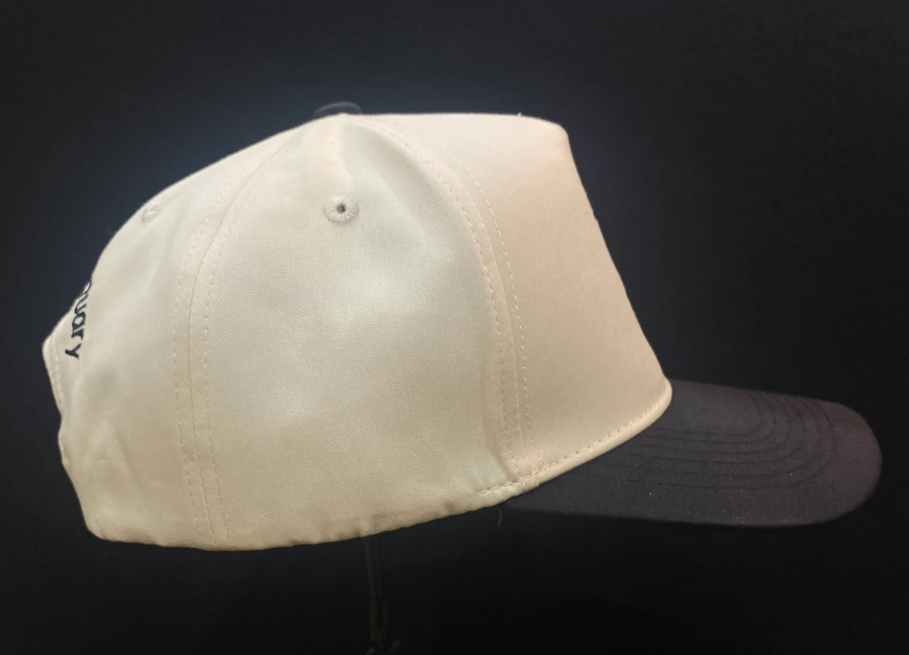 The Guitar Sanctuary Ball Cap Two Tone Beige/Black Upper Five Panel Baseball Cap