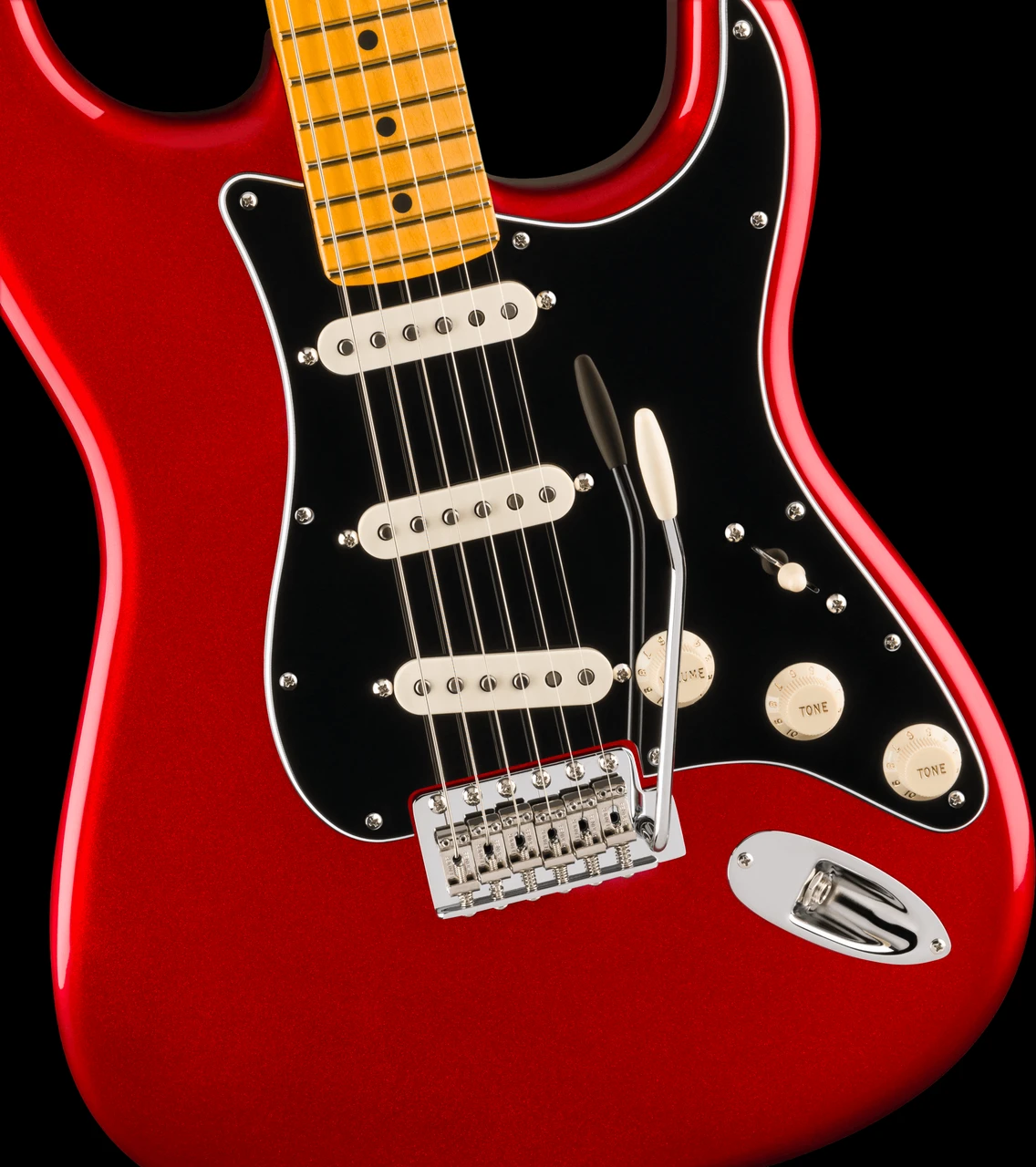 Fender Ltd Ed Am Pro Classic Strat w/Silent System in Candy Apple Red - Front Angle