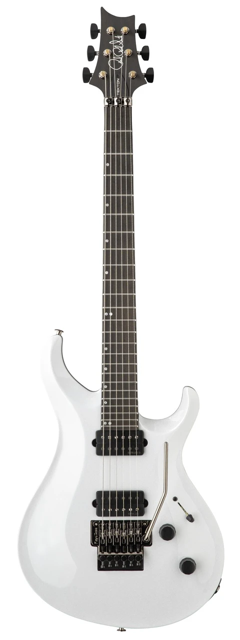 PRS Tekton "Floyd" in White Holoflake (black satin neck) - Front Whole