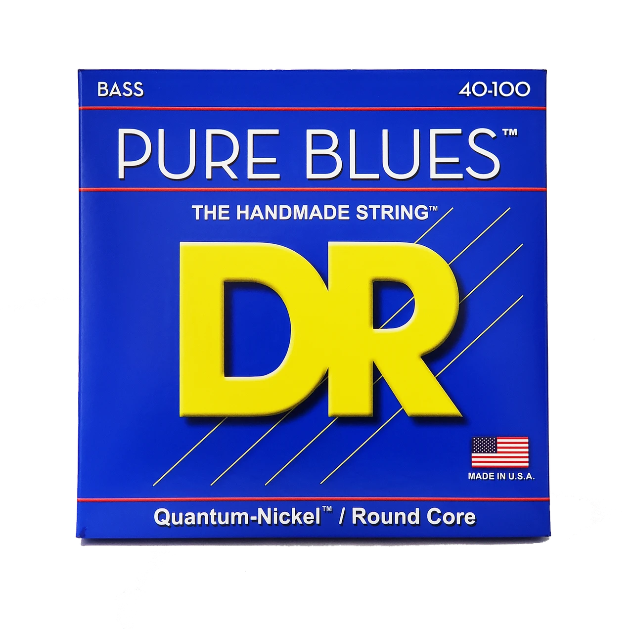 DR Strings PURE BLUES Pure Nickel 4-String Bass Strings - Light (40-100) - Front of the Package