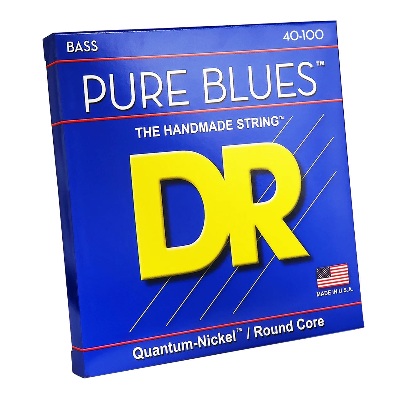 DR Strings PURE BLUES Pure Nickel 4-String Bass Strings - Light (40-100) - Left Angle