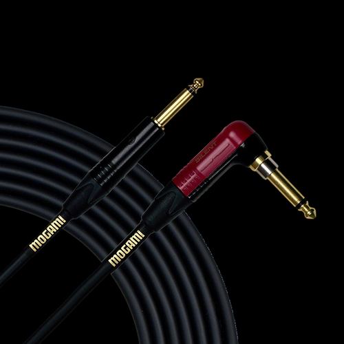Mogami Gold Instrument Silent R-25 25 Foot Guitar Cable with Right Angle Plug