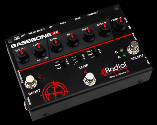Radial Bassbone V2 Bass Guitar Preamp and DI Box - Left Angle