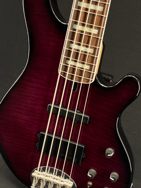 Lakland 55-94 Deluxe 5-String with Flame Maple Top in Purple Sunburst