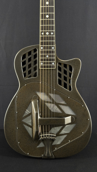 National Reso-Phonic T-14 Tricone Cutaway Weathered Steel Resonator