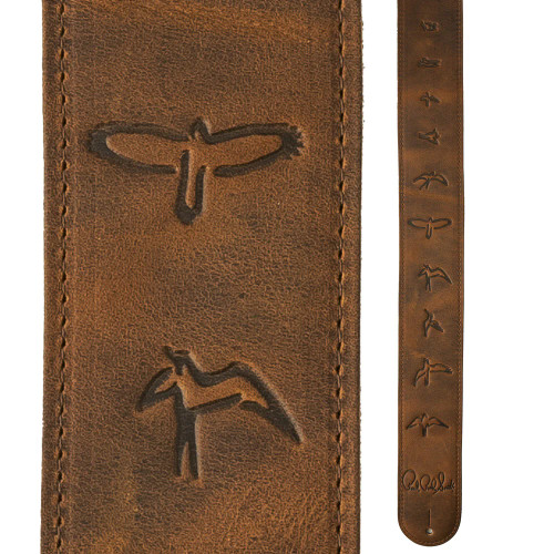 PRS Distressed Brown Leather Birds Strap
