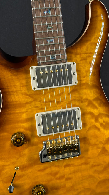 PRS Wood Library Left-Handed Custom 24 in McCarty Tobacco Sunburst with Quilt Top and Maple Neck