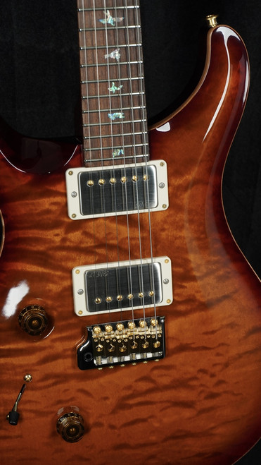 PRS Wood Library Left-Handed Custom 24 in Dark Cherry Sunburst with Quilt Top and Maple Neck