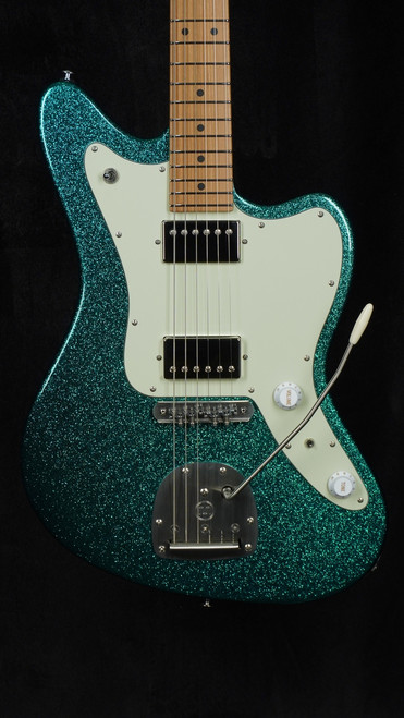 Suhr Custom Classic JM in Aqua Sparkle with Mastery Bridge and Vibrato