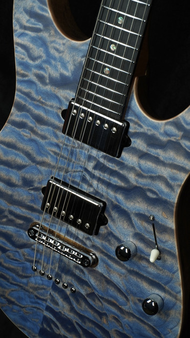 Suhr Custom Modern in Transparent Blue Denim with Black Limba Body